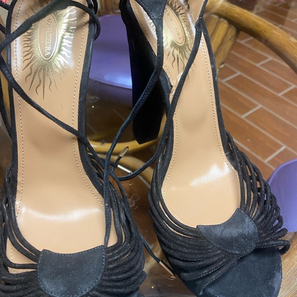 AQUAZZURA Suede Sandals Heels platforms - Picture 4 of 10